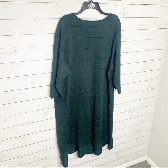 Lane Bryant Green Knit Ribbed Sheath Work Wedding Guest Dress Size 26/28 - Picture 2 of 10